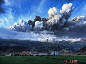 Figura 2 – Erupção catastrófica do Vulcão Eyjafjallajökull (Islândia)